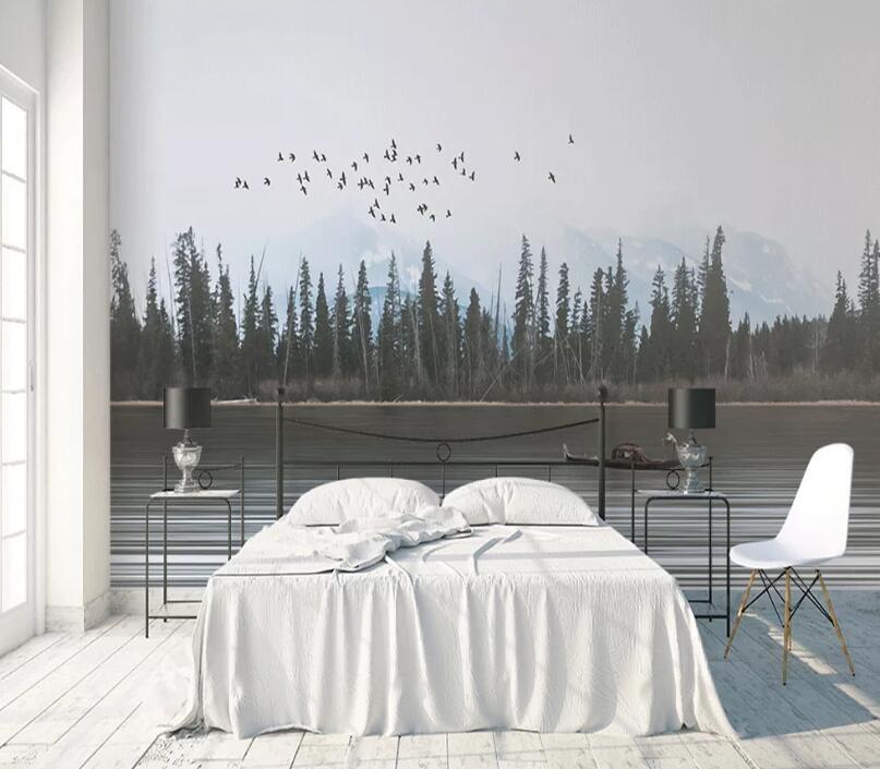 3D Forest Swallow WC1721 Wall Murals