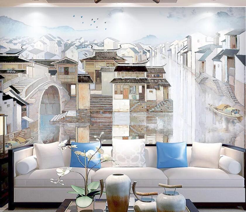 3D Bridge River WC1711 Wall Murals