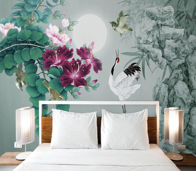 3D Flower Bird WC63 Wall Murals Wallpaper AJ Wallpaper 2 