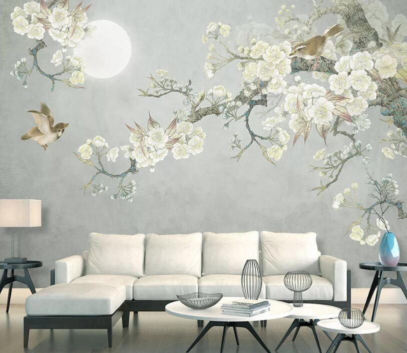 3D Moon Magpie WC1697 Wall Murals