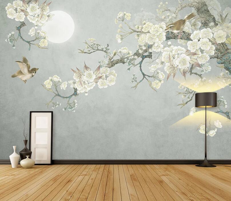 3D Moon Magpie WC1697 Wall Murals