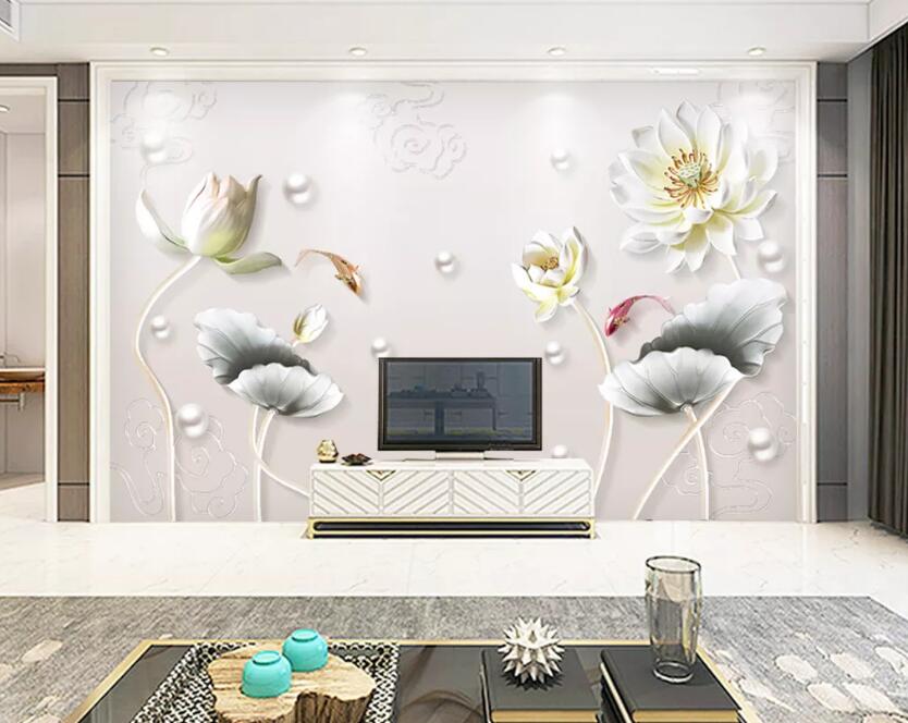 3D Lotus Beads WC1694 Wall Murals