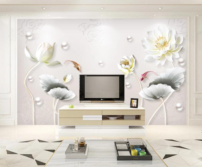 3D Lotus Beads WC1694 Wall Murals