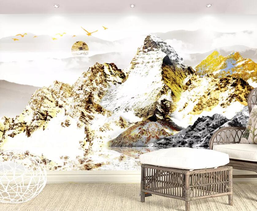 3D Gold Mountain WC1688 Wall Murals