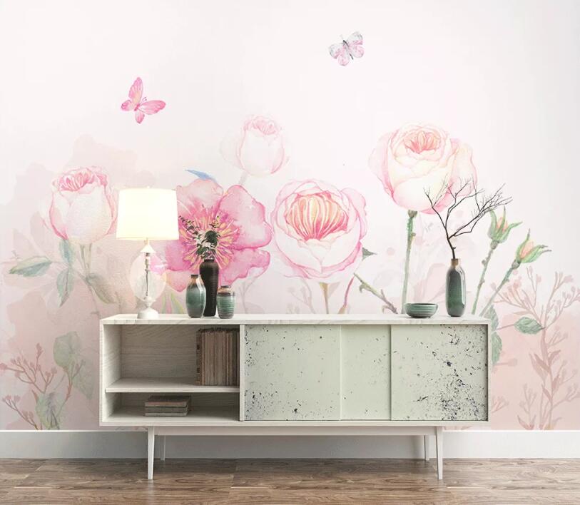 3D Butterfly Rose WC1687 Wall Murals