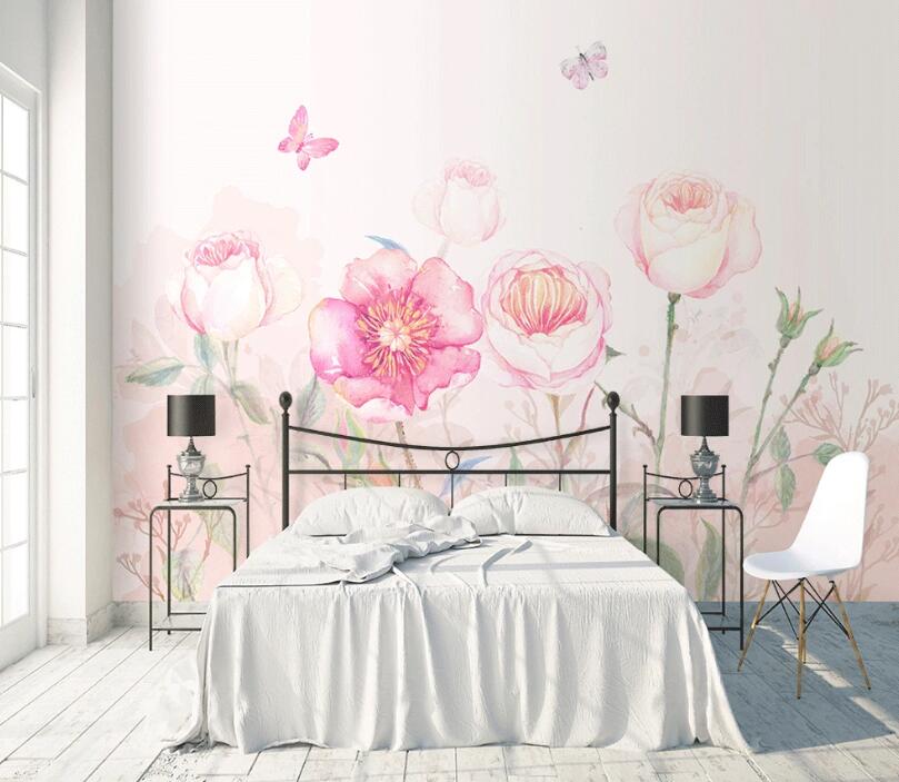 3D Butterfly Rose WC1687 Wall Murals