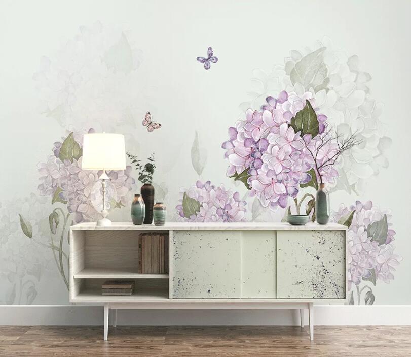 3D Violet Leaf WC1684 Wall Murals