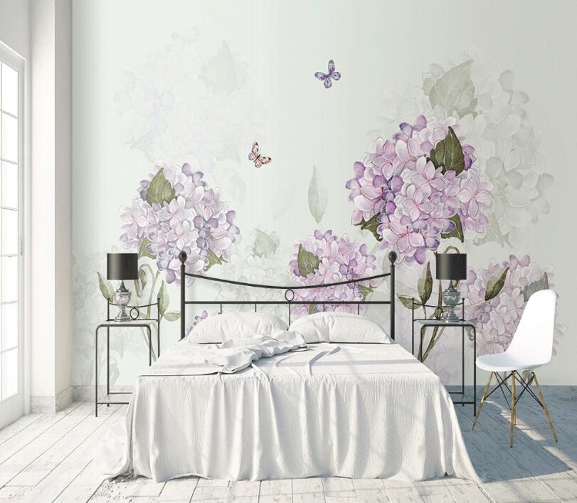 3D Violet Leaf WC1684 Wall Murals