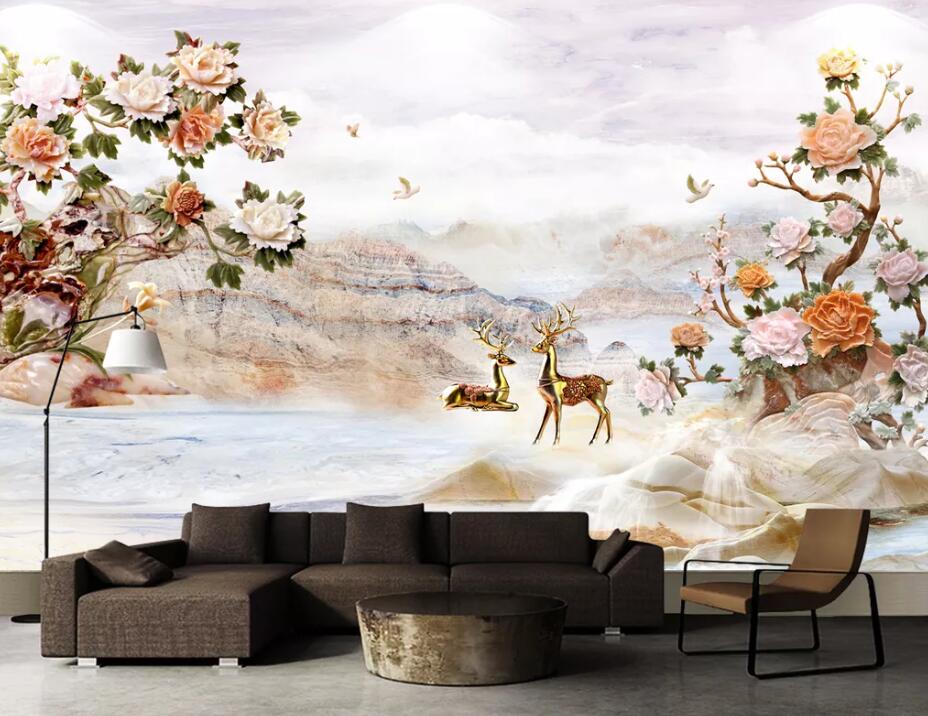 3D Deer Forest WC46 Wall Murals Wallpaper AJ Wallpaper 2 