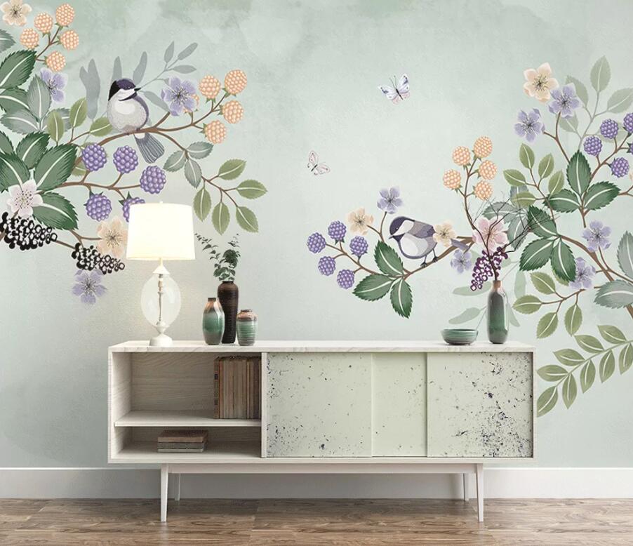 3D Grape Butterfly WC1670 Wall Murals