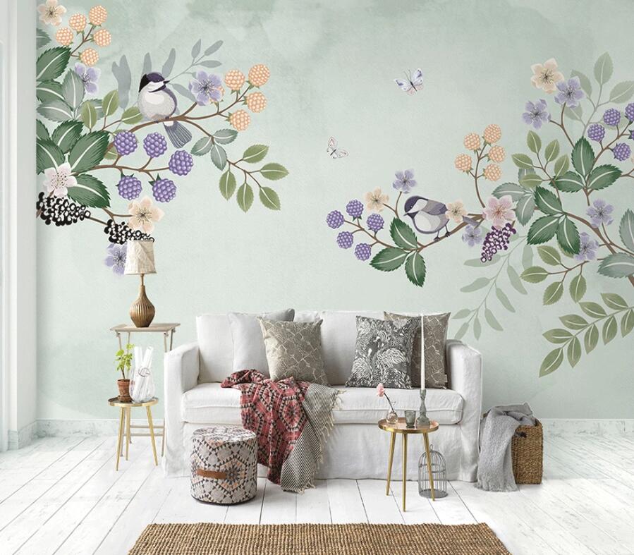 3D Grape Butterfly WC1670 Wall Murals