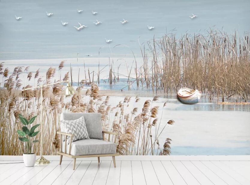 3D Reed Boat WC1663 Wall Murals