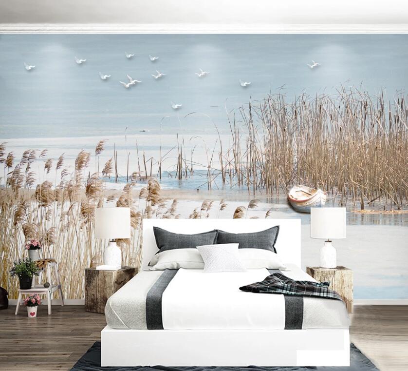 3D Reed Boat WC1663 Wall Murals