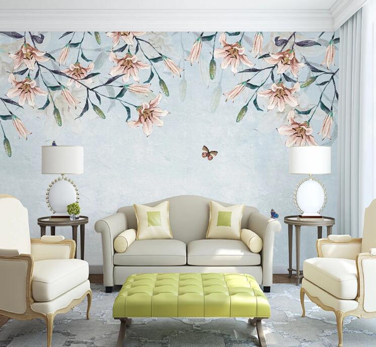 3D Flower Butterfly WC24 Wall Murals Wallpaper AJ Wallpaper 2 