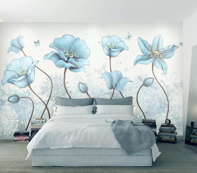 3D Blue Lily WC1657 Wall Murals