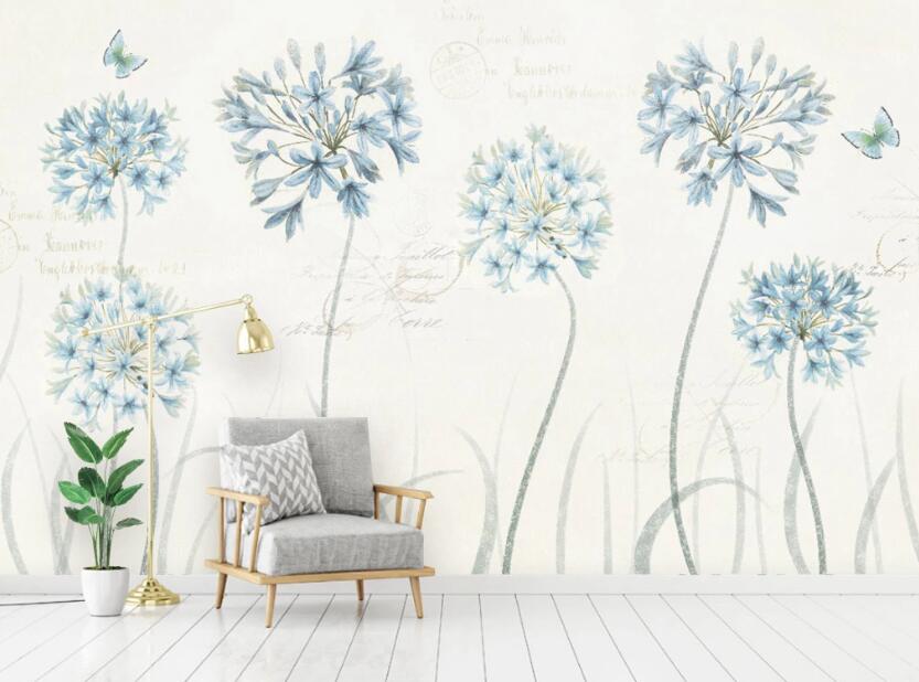 3D Blue Flower WC1640 Wall Murals