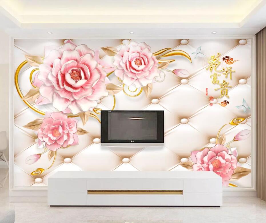 3D Pink Peony WC1635 Wall Murals