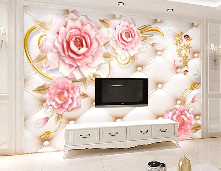 3D Pink Peony WC1635 Wall Murals