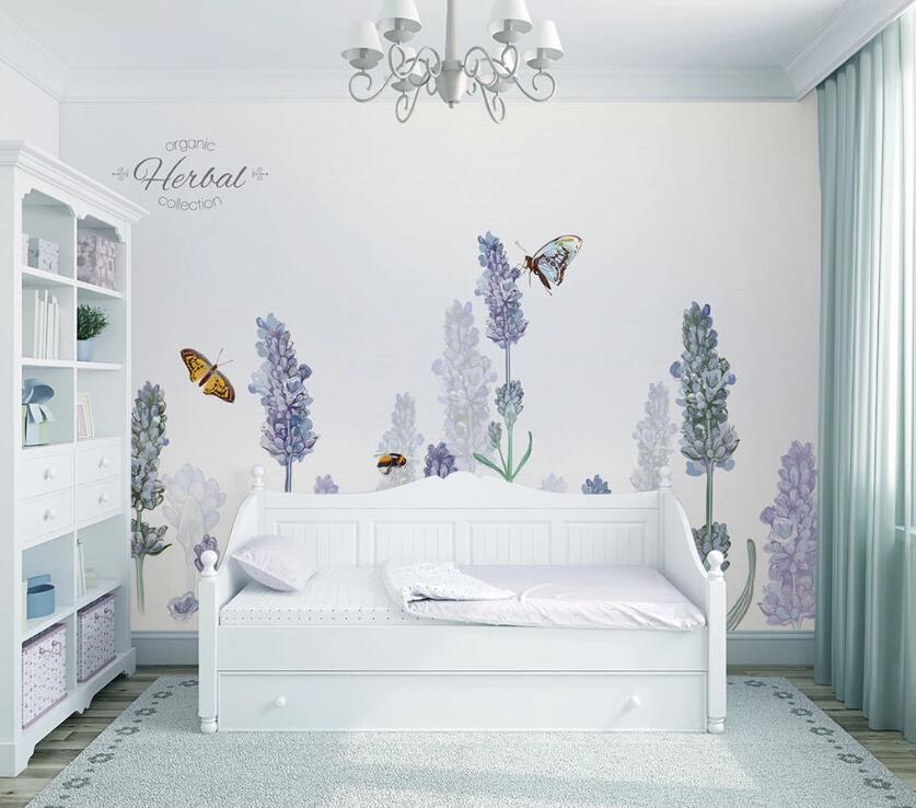 3D Violet Butterfly WC1616 Wall Murals