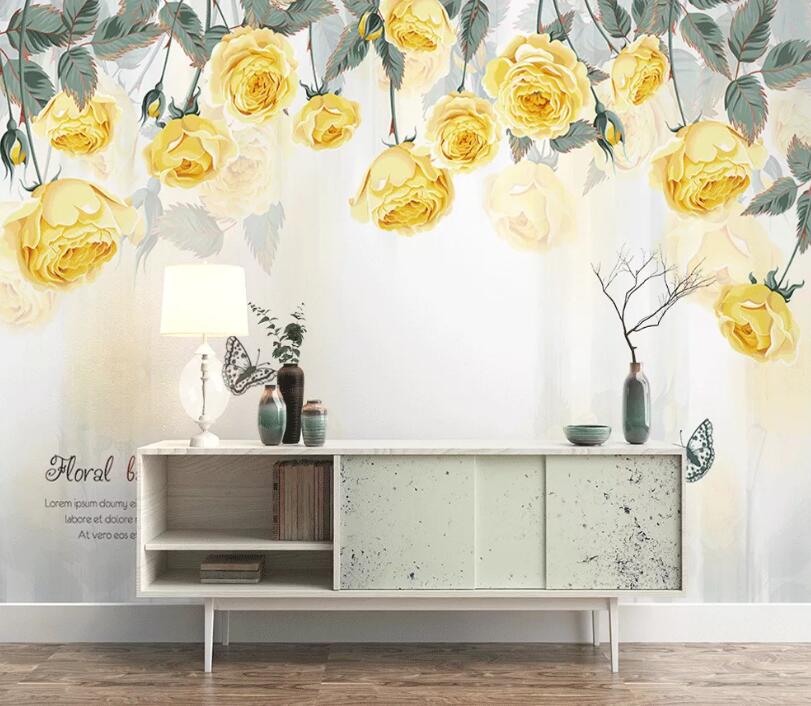 3D Yellow Rose WC1615 Wall Murals