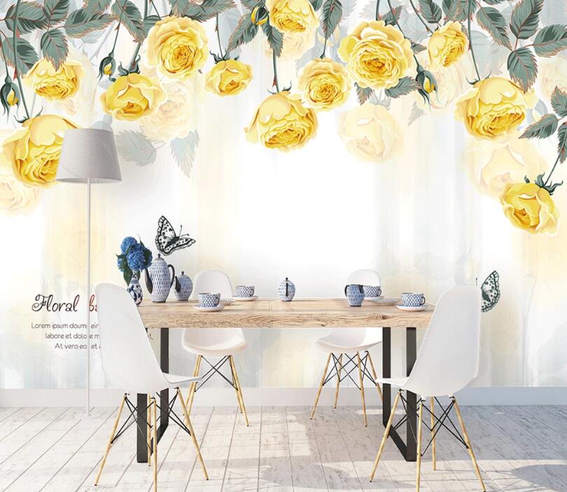 3D Yellow Rose WC1615 Wall Murals