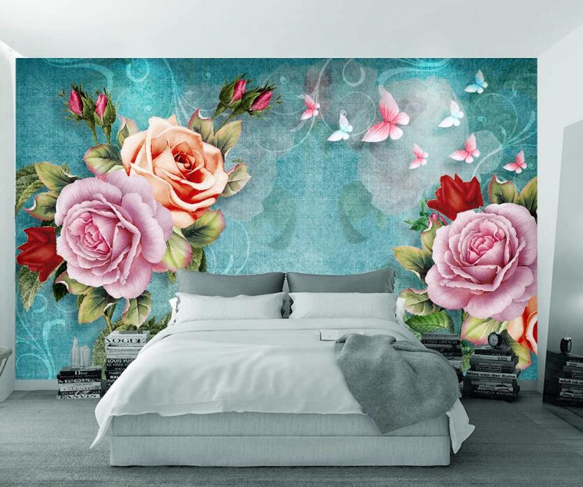 3D Butterfly Rose WC1609 Wall Murals