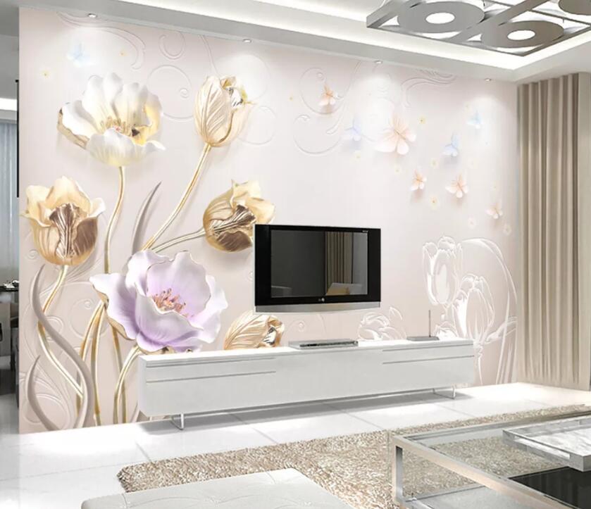 3D Flower Butterfly WC70 Wall Murals Wallpaper AJ Wallpaper 2 