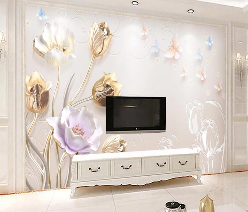 3D Flower Butterfly WC70 Wall Murals Wallpaper AJ Wallpaper 2 