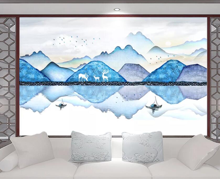 3D Blue Mountain WC1601 Wall Murals