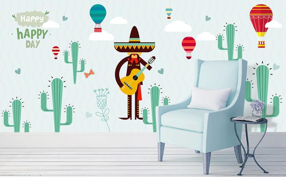 3D Monkey Cactus WC1592 Wall Murals