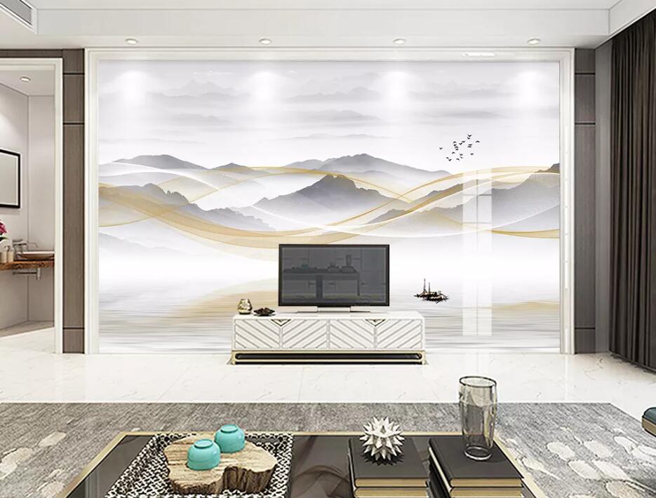 3D Mountain Pattern WC1585 Wall Murals