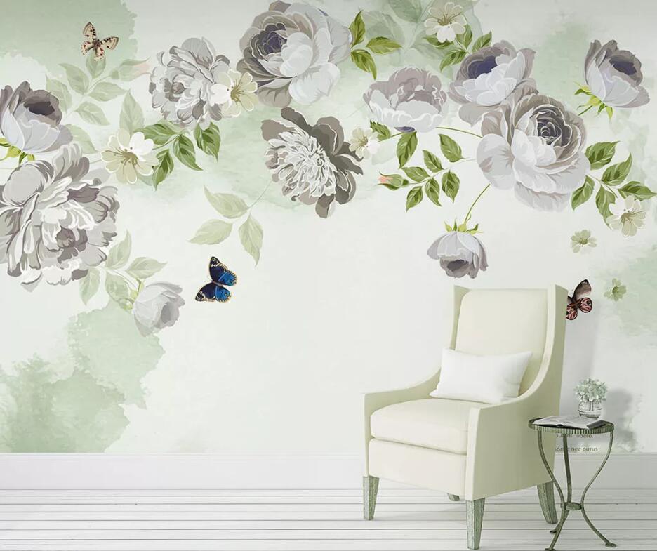 3D Gray Flower WC1582 Wall Murals