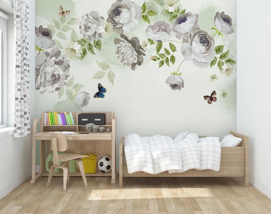 3D Flower Butterfly WC45 Wall Murals Wallpaper AJ Wallpaper 2 