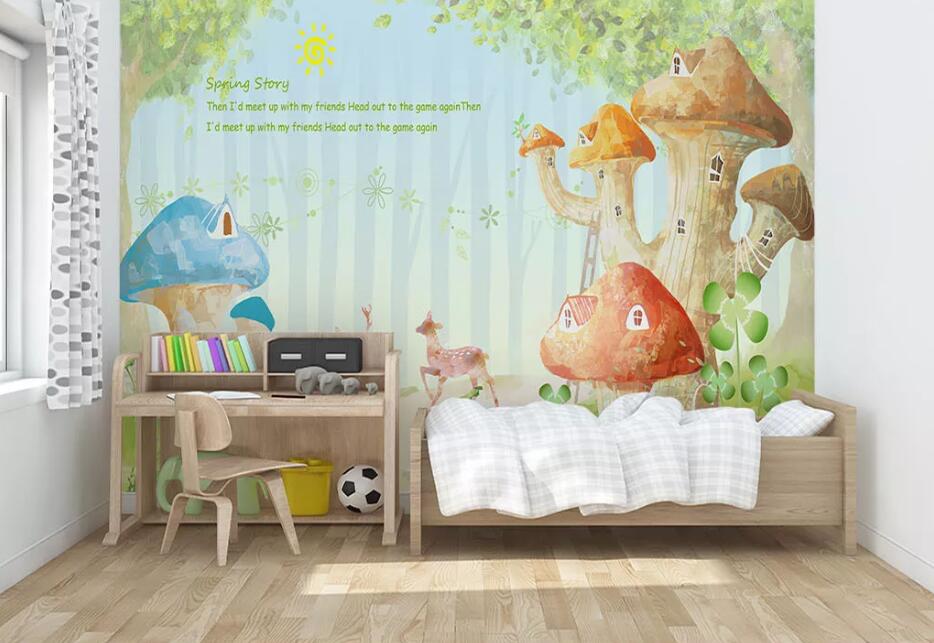 3D Mushroom House WC1580 Wall Murals