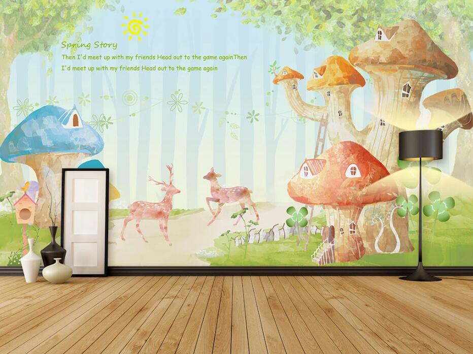 3D Mushroom House WC1580 Wall Murals