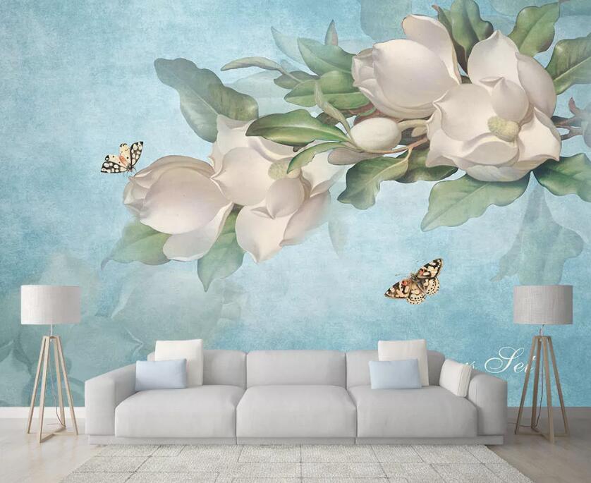 3D White Flowers WC37 Wall Murals Wallpaper AJ Wallpaper 2 