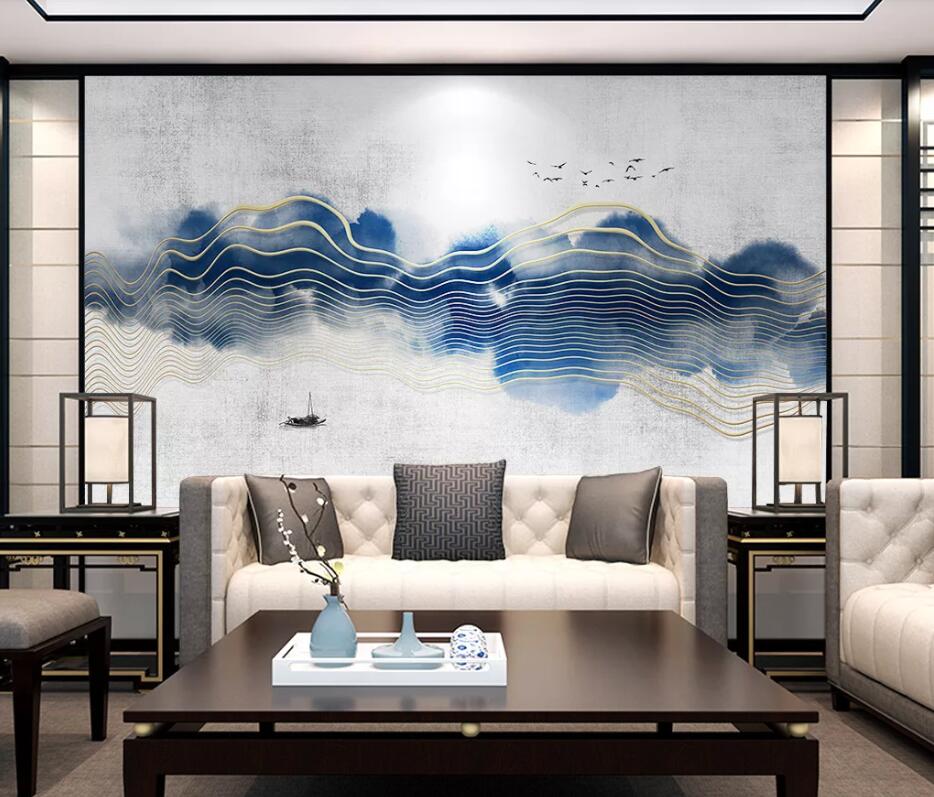 3D Blue Cloud Bird WC1567 Wall Murals