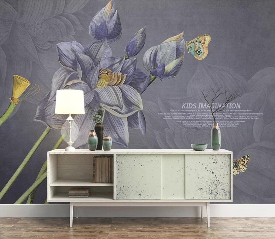 3D Flower Butterfly WC29 Wall Murals Wallpaper AJ Wallpaper 2 