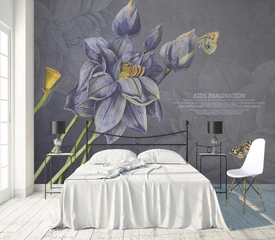 3D Flower Butterfly WC29 Wall Murals Wallpaper AJ Wallpaper 2 