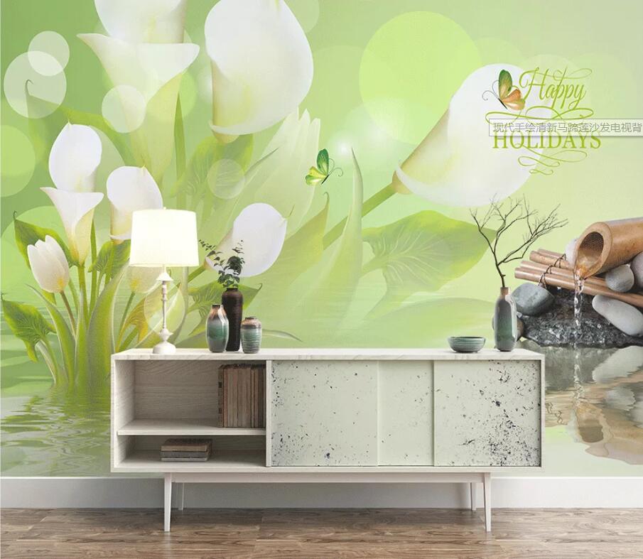 3D Flower Butterfly WC28 Wall Murals Wallpaper AJ Wallpaper 2 