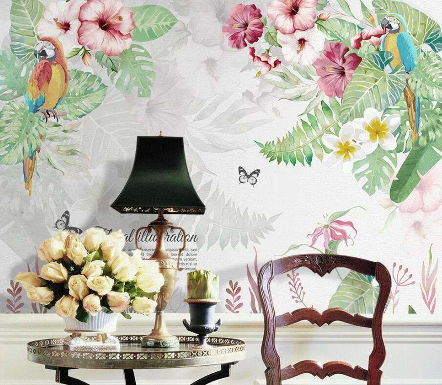 3D Parrot Flower WC1558 Wall Murals