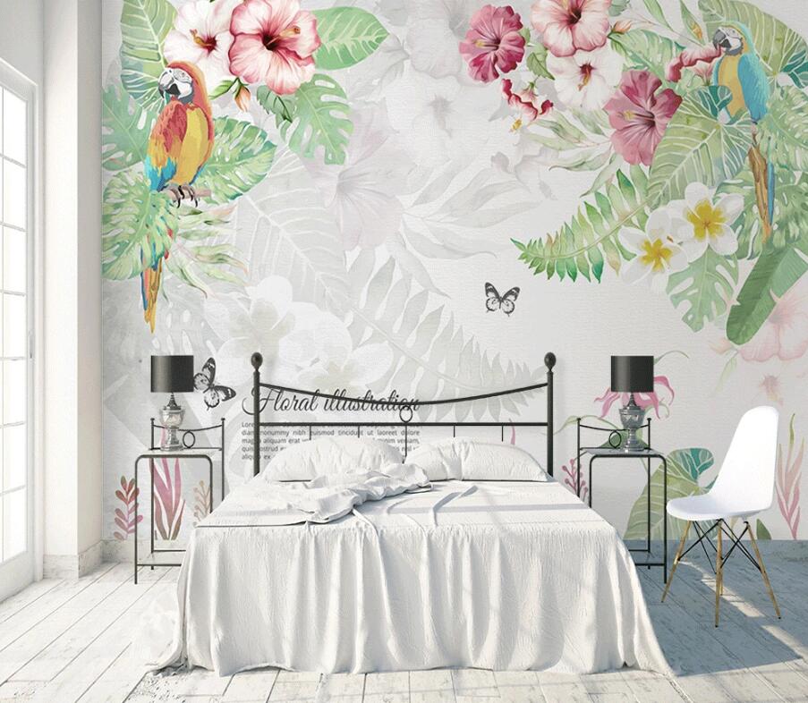 3D Parrot Flower WC1558 Wall Murals