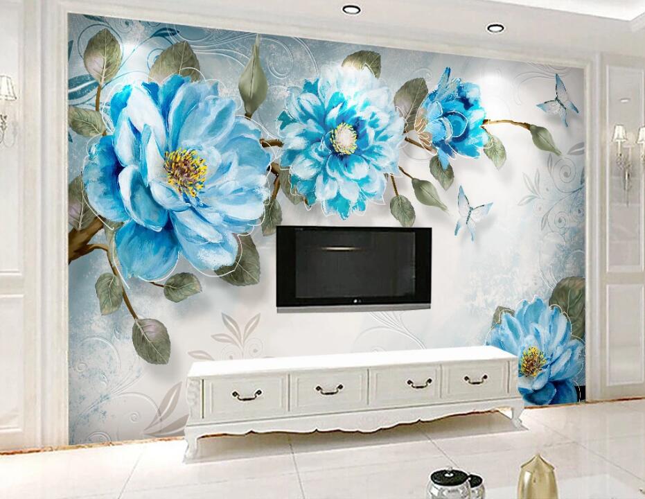 3D Blue Rose WC1539 Wall Murals