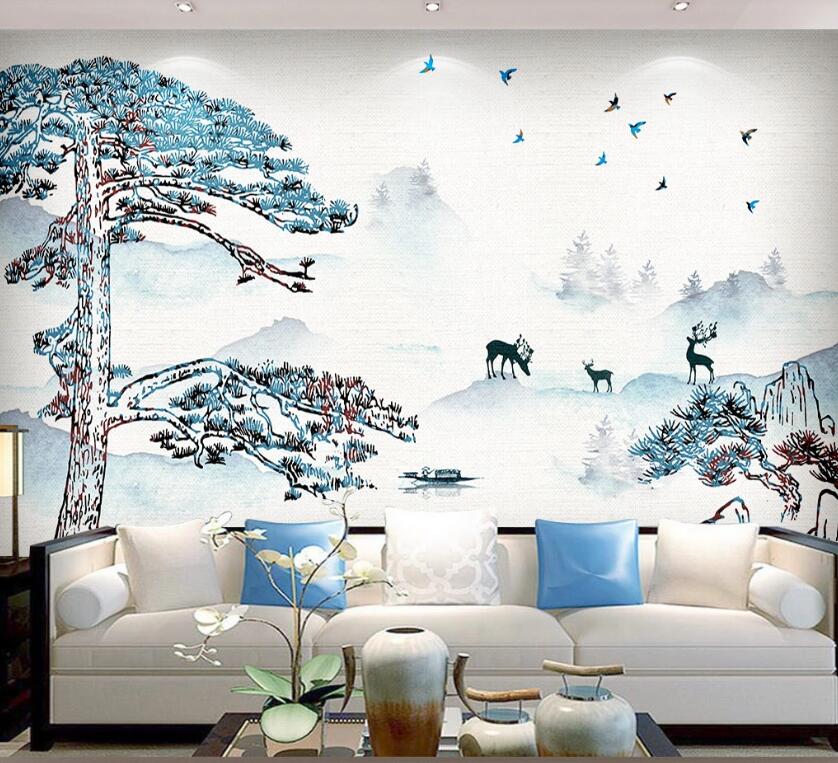 3D Deer Forest WC49 Wall Murals Wallpaper AJ Wallpaper 2 