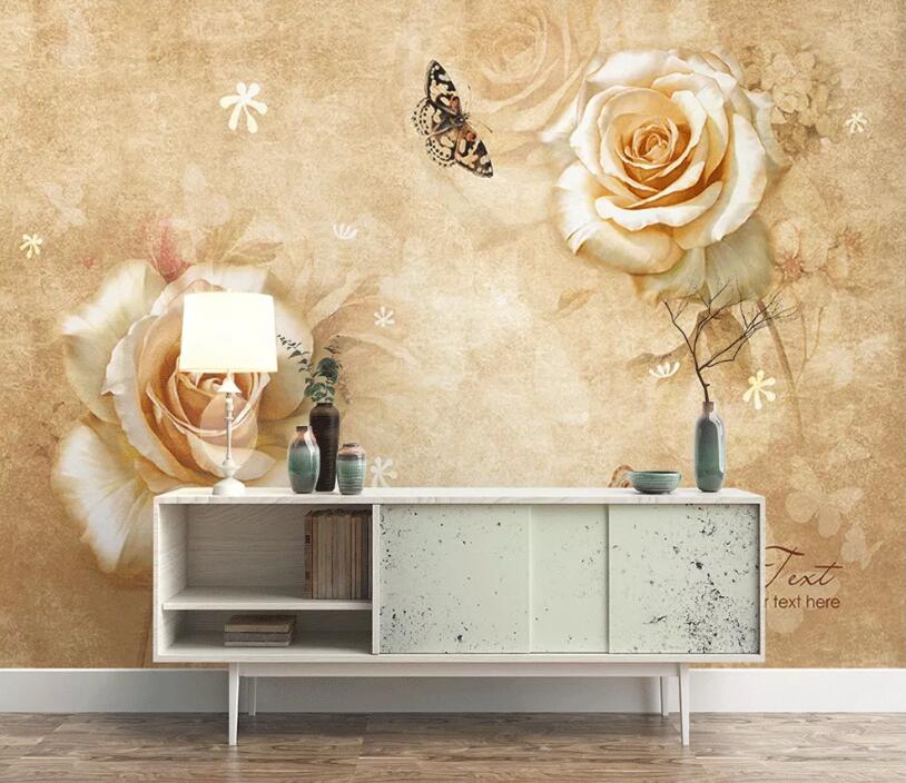 3D Rose Butterfly WC1532 Wall Murals