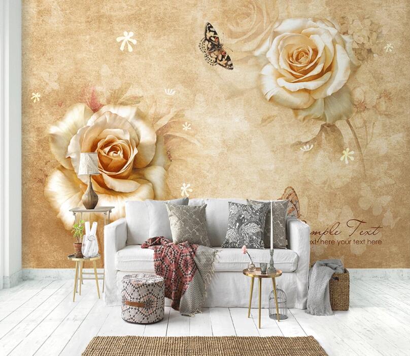 3D Rose Butterfly WC1532 Wall Murals