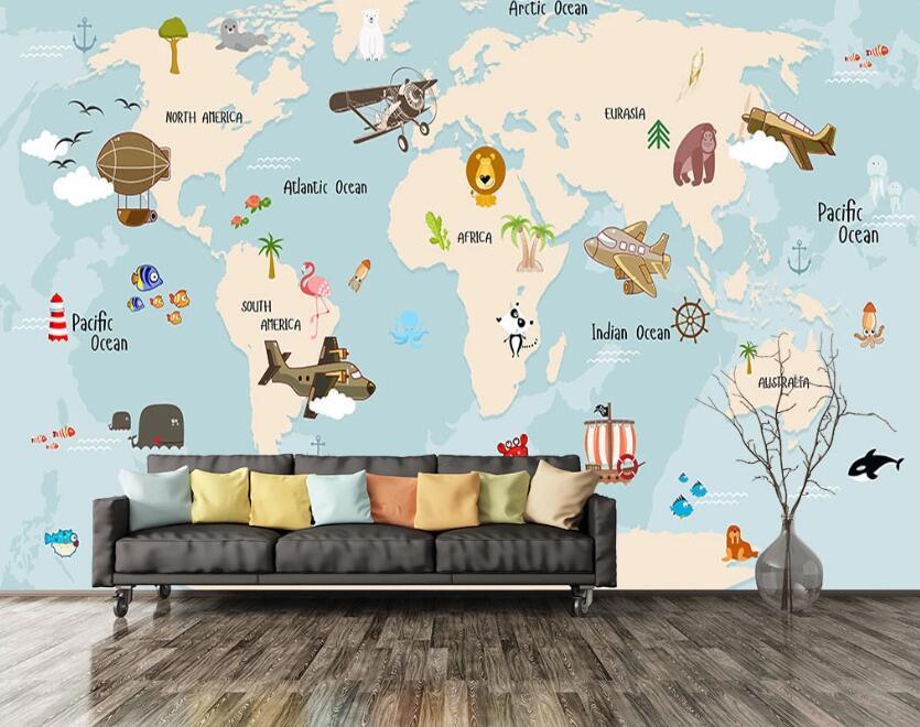 3D Animal Map WC40 Wall Murals Wallpaper AJ Wallpaper 2 