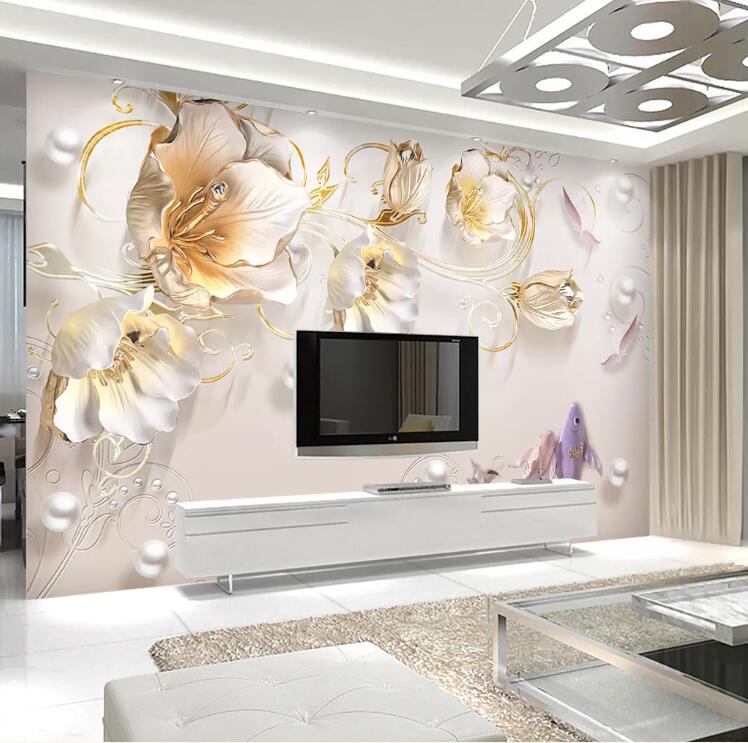 3D Golden Petals WC37 Wall Murals Wallpaper AJ Wallpaper 2 