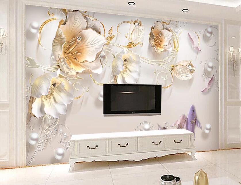 3D Golden Petals WC37 Wall Murals Wallpaper AJ Wallpaper 2 