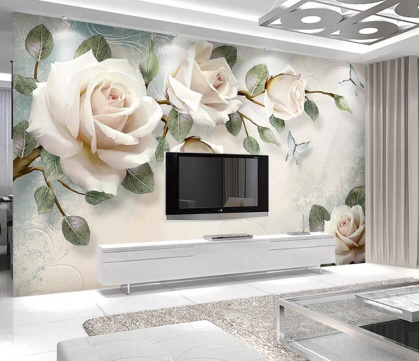 3D White Rose WC1521 Wall Murals